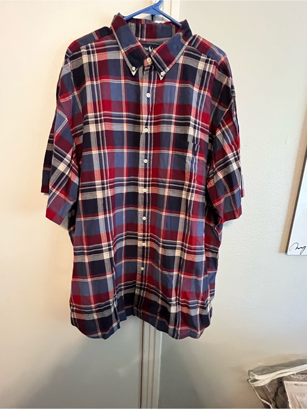 Ralph Lauren Men's 100% Cotton Plaid Short Sleeve Button Down Shirt Size 3X